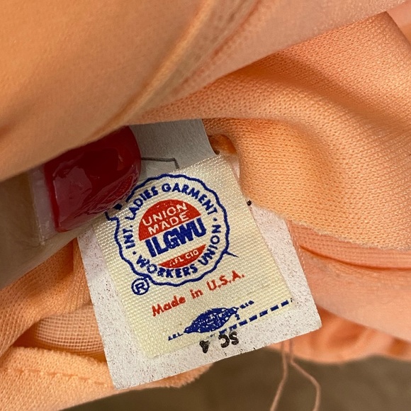 Vintage 70s Grecian Peach Union Label Maxi Hostess Dress - Picture 8 of 11
